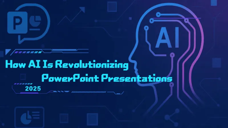 Illustration of artificial intelligence transforming PowerPoint presentations with smart automation in 2025