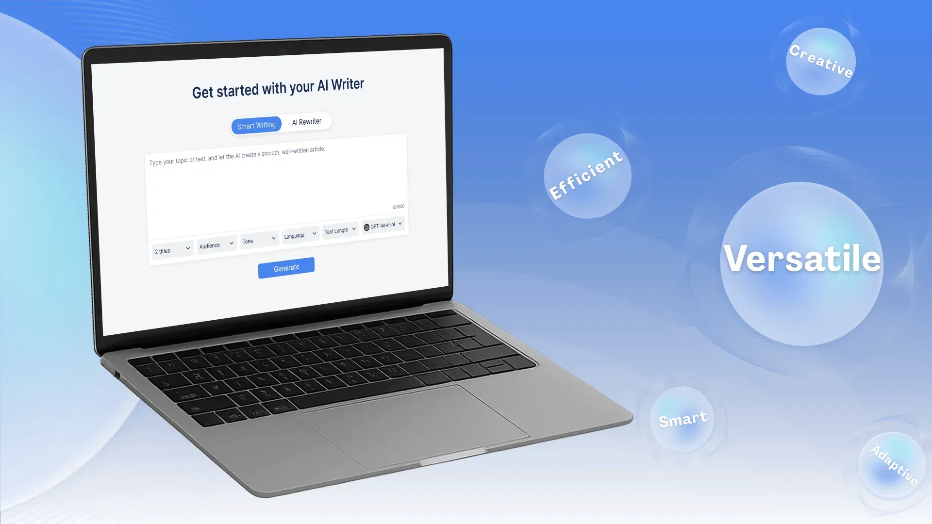 Generate text content and presentation scripts quickly with Smallppt AI Writing Tool