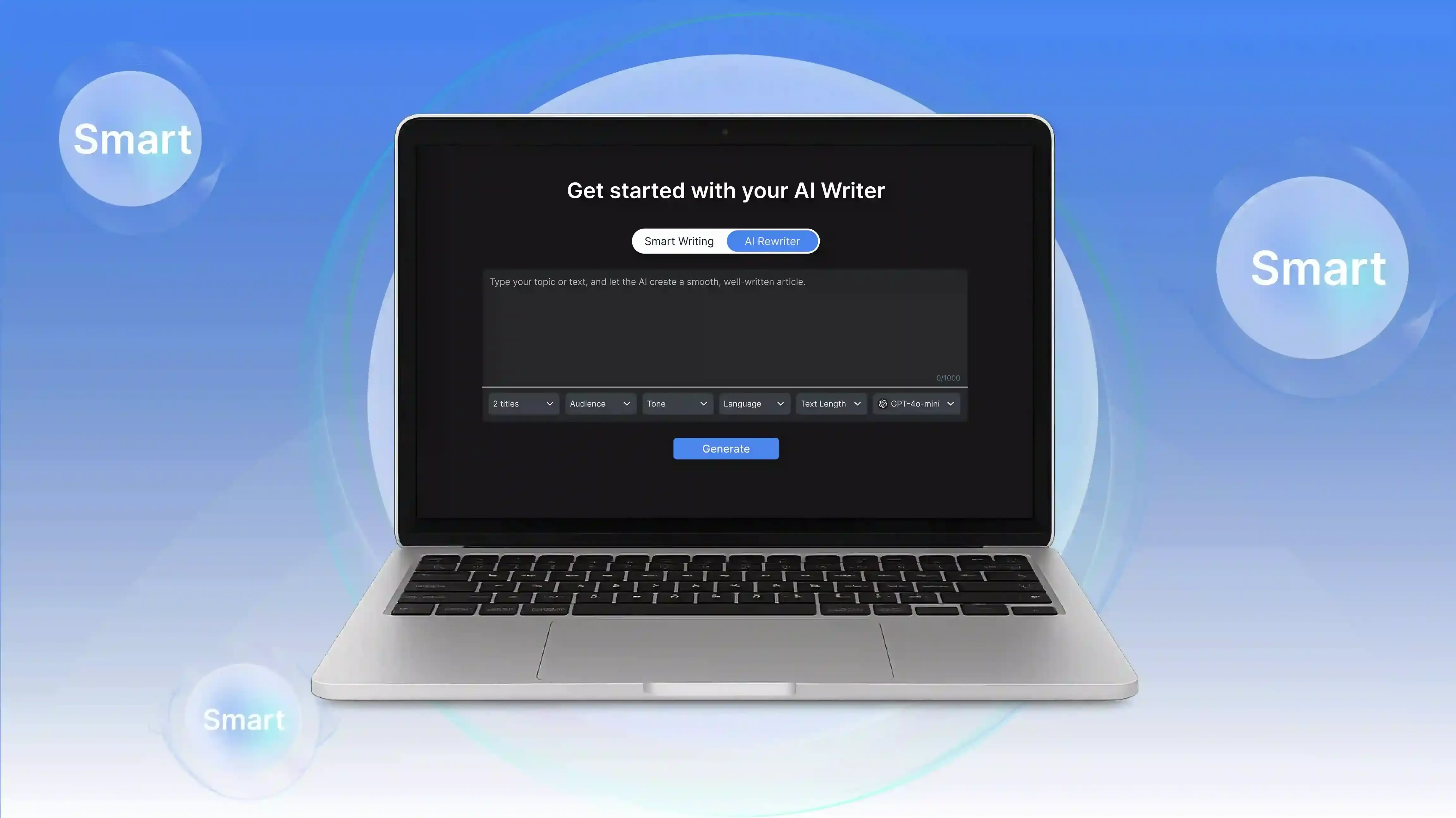 Rewrite and improve your text content easily using Smallppt AI Rewriter