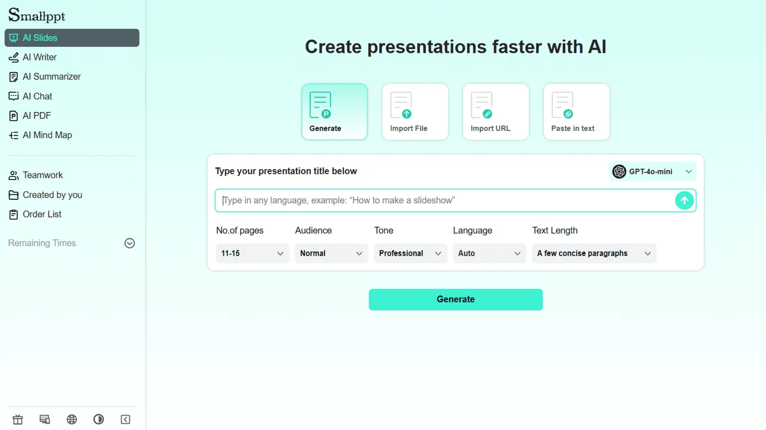 Quickly turn ideas into slides with Smallppt