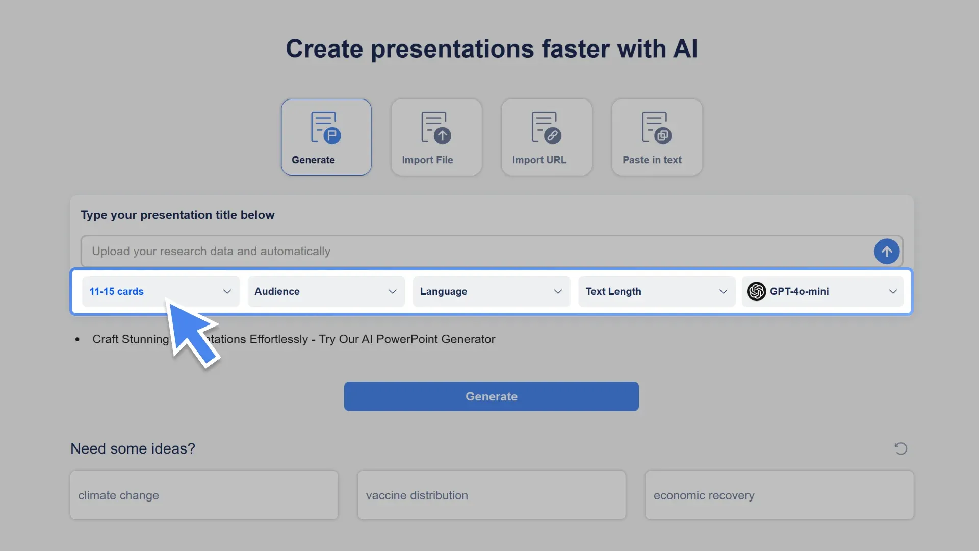 Personalized AI slideshow generator to create custom presentations with Smallppt
