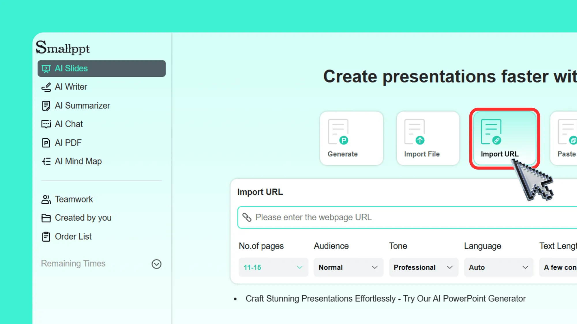 Start your presentation by converting a webpage into slides with Smallppt