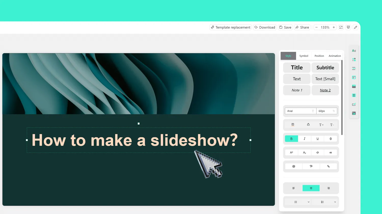 Refine text, images, and structure in your presentation slides using Smallppt