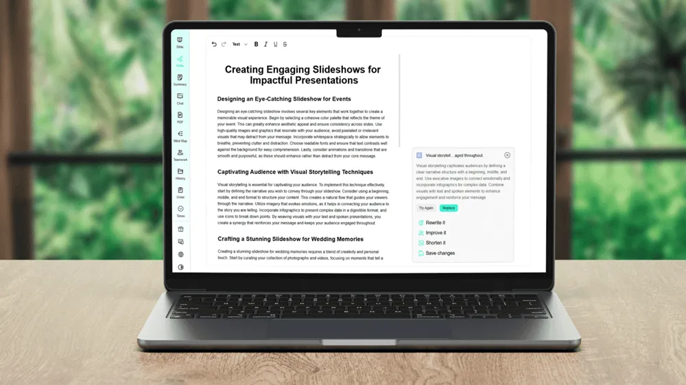 Enhance and expand your content with Smallppt AI Writing Tool for richer text