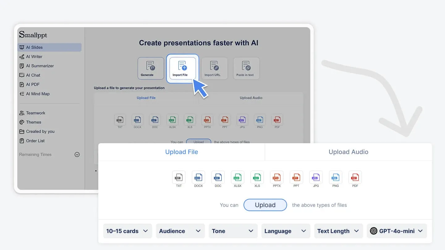 Generate a presentation by importing files