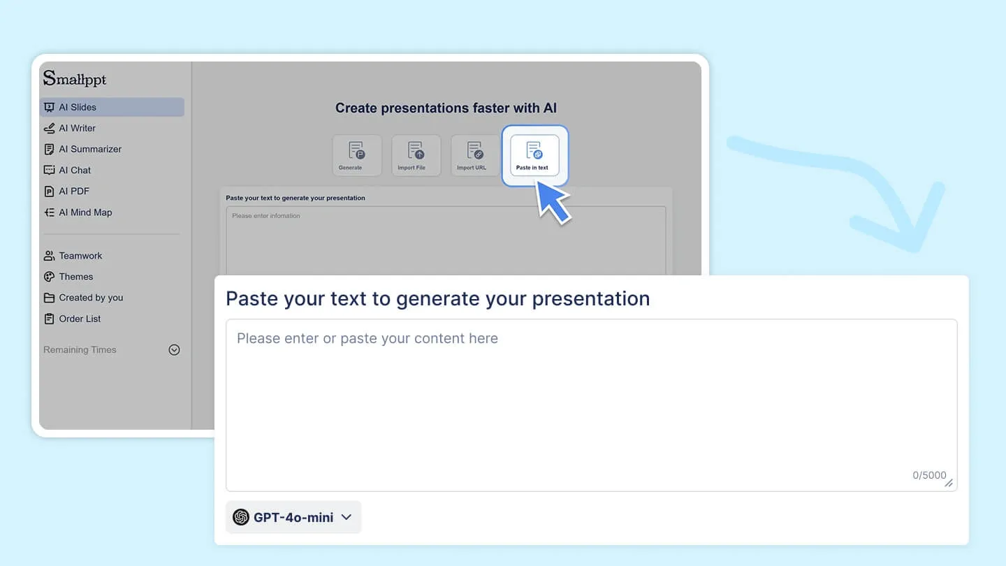 Generate a presentation from long-form text