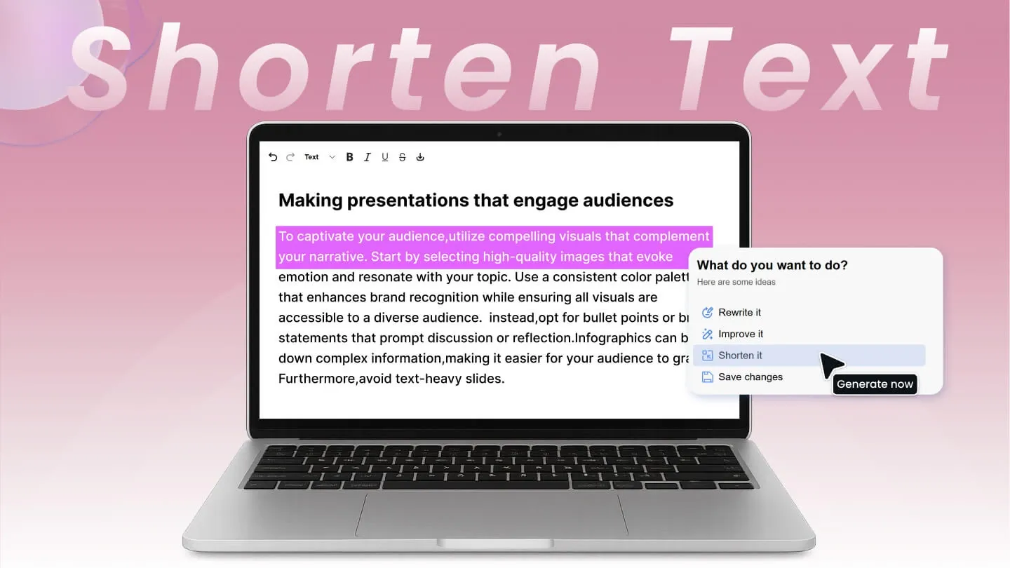 Shorten and refine your text with Smallppt