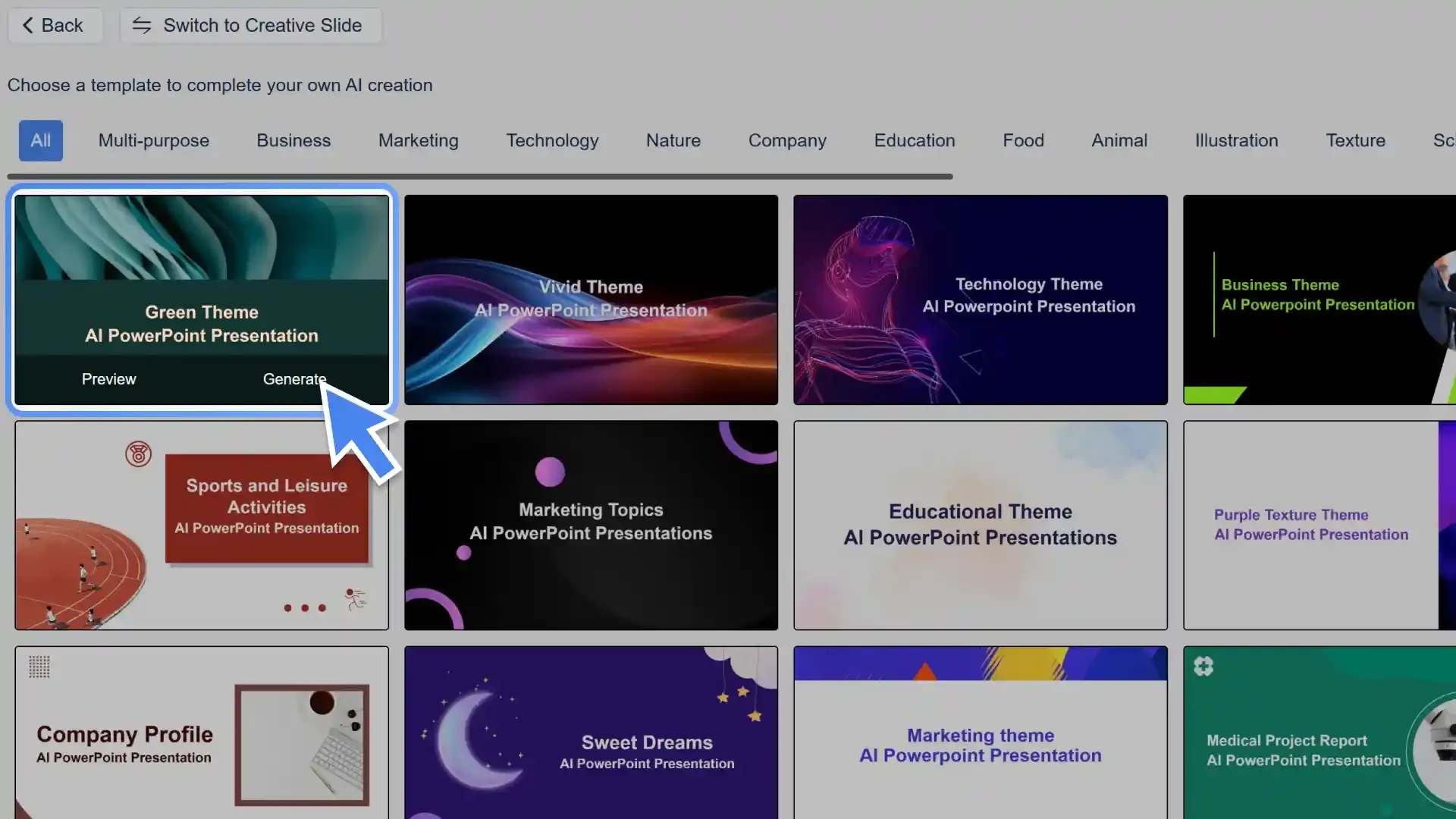 Browse and select ready-to-use presentation templates with Smallppt