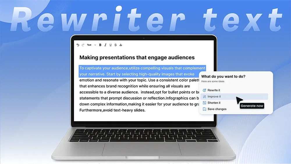 Enhance and expand your content with Smallppt AI Writing Tool for richer text
