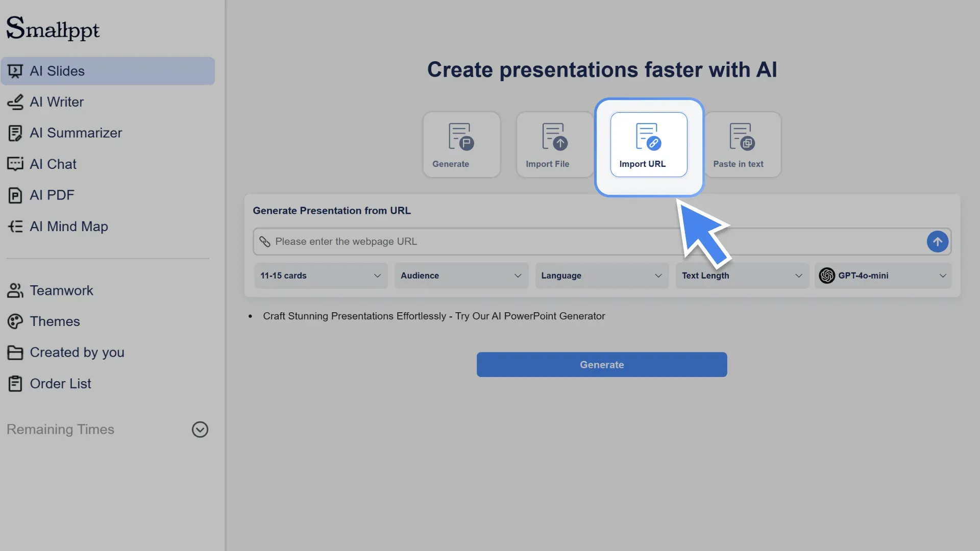 Start your presentation by converting a webpage into slides with Smallppt