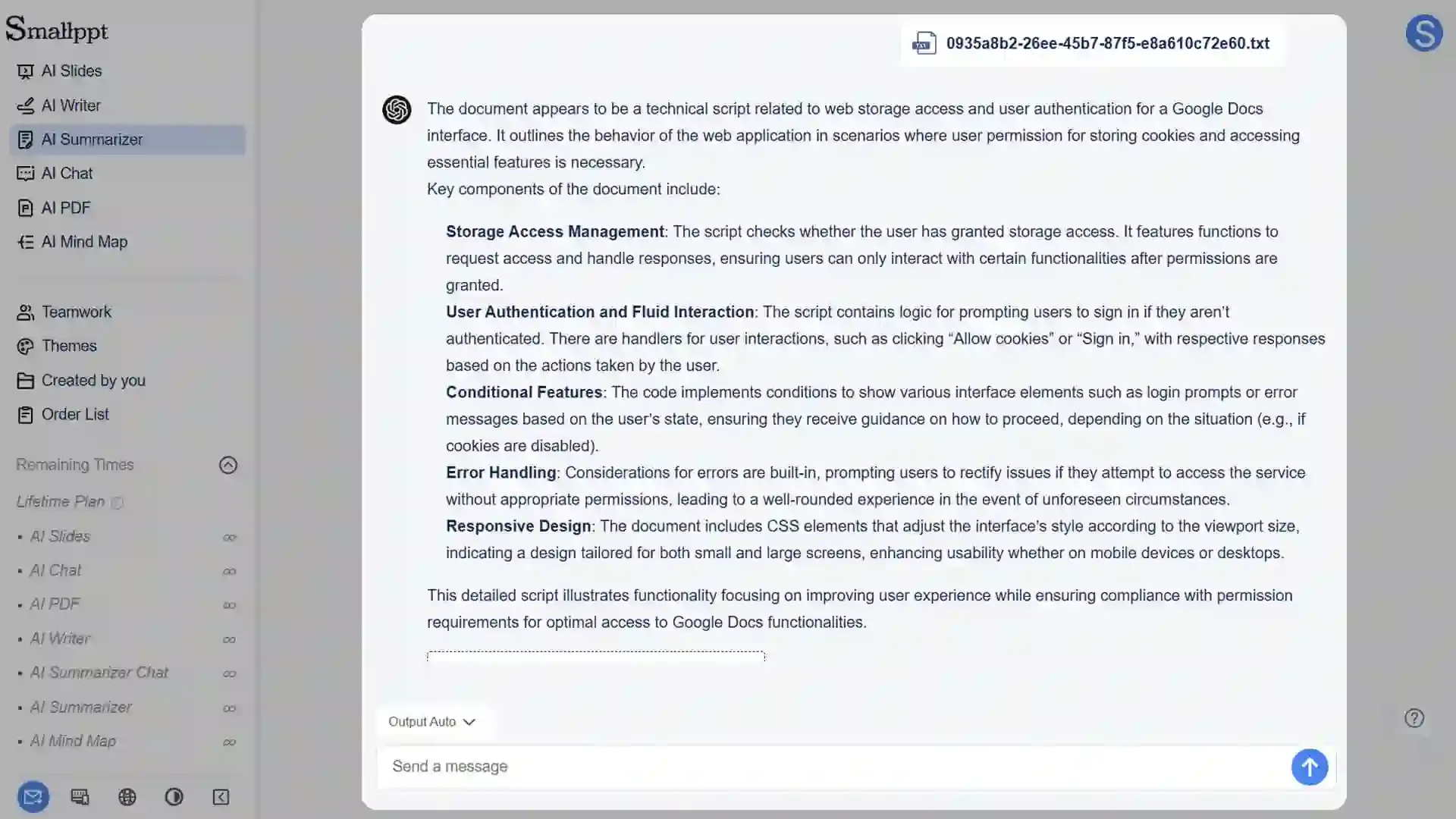 Smallppt quickly generates a summary of the linked content