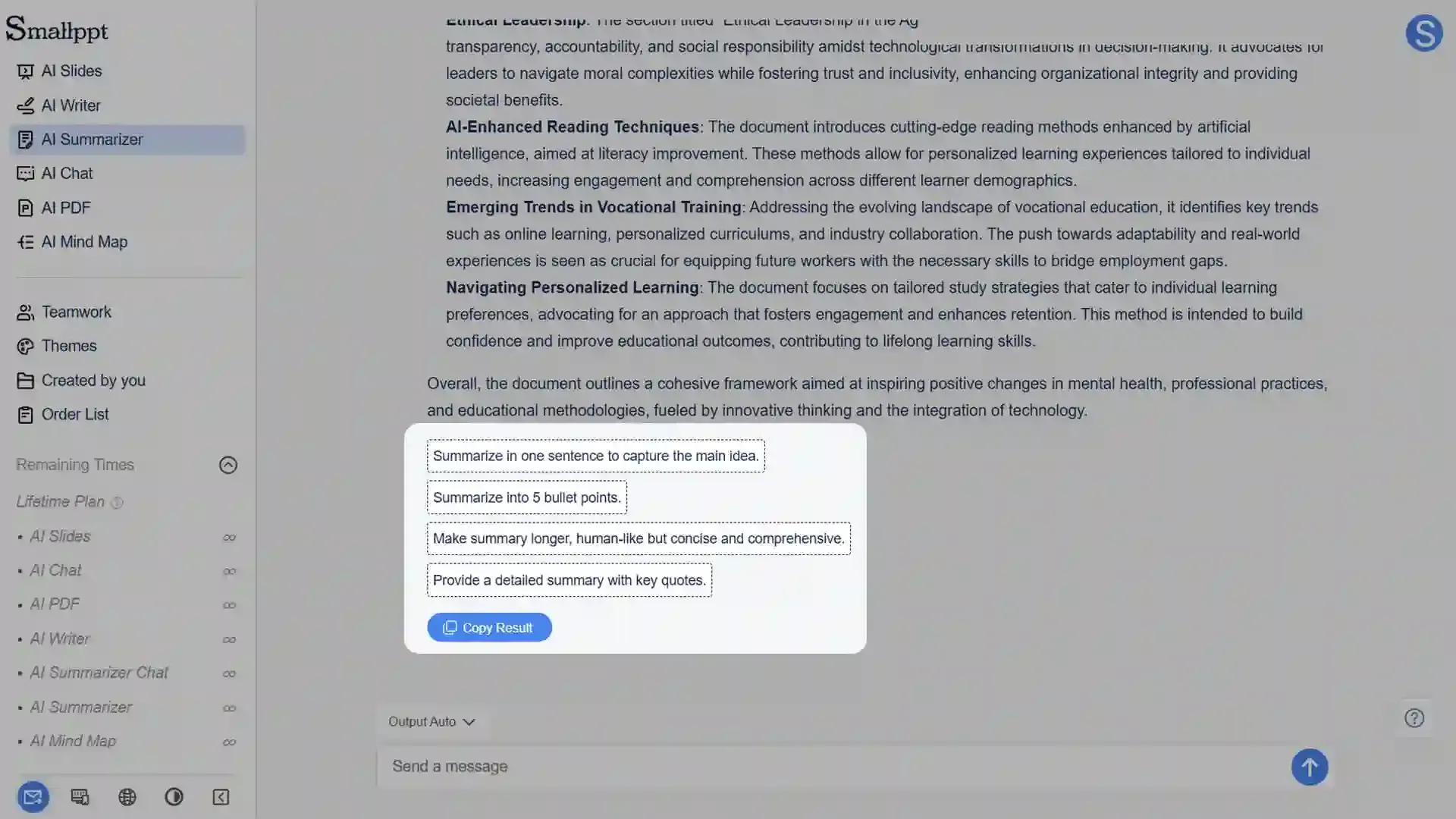 Review the generated summary