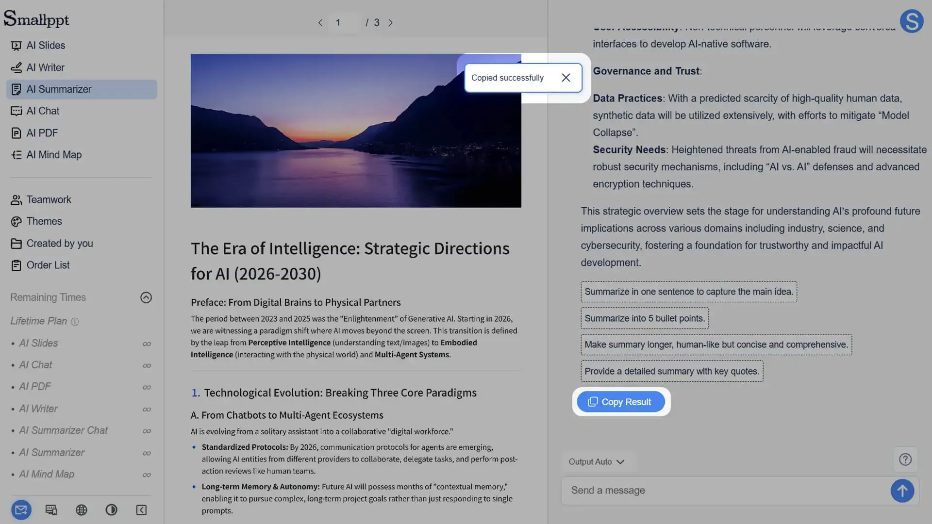Copy the summary to use anywhere